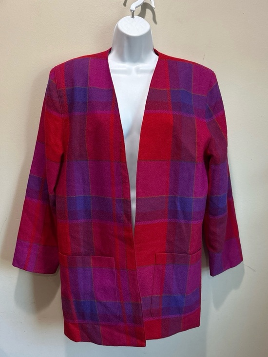 Thermo Jac Jackets & Blazers - Thermo Jac Blazer 100%Pure Wool VintageOpen-Front Plaid Blazer in Red and Pink